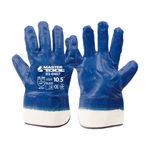 Рабочие перчатки Mastertool нитрил, синяя манжет крага 10,5 размер